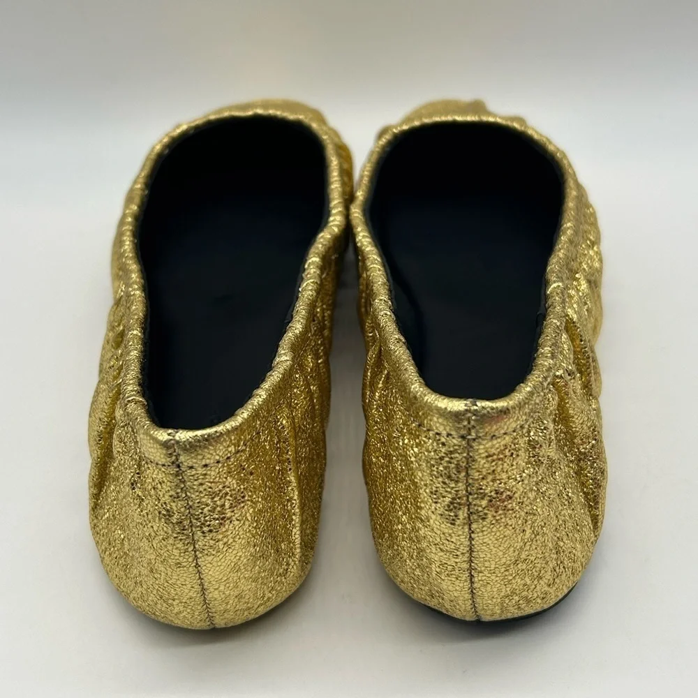 Rebecca Minkoff Ruched Gold Metallic Women's Ballet Flats Size 9.5 NEW With Box